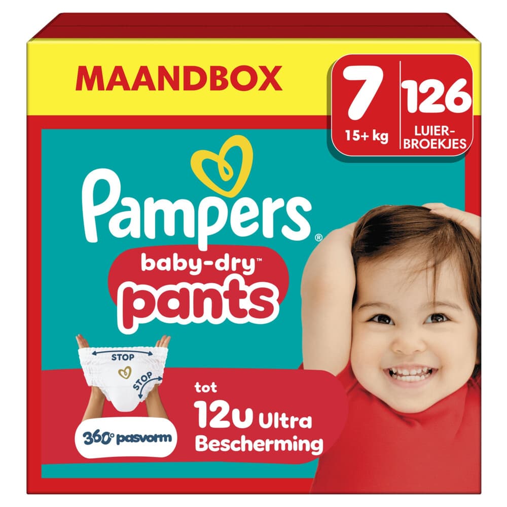 Pampers Baby-Dry Pants Maat 7 - 126 Luierbroekjes -15kg+ - Maandbox